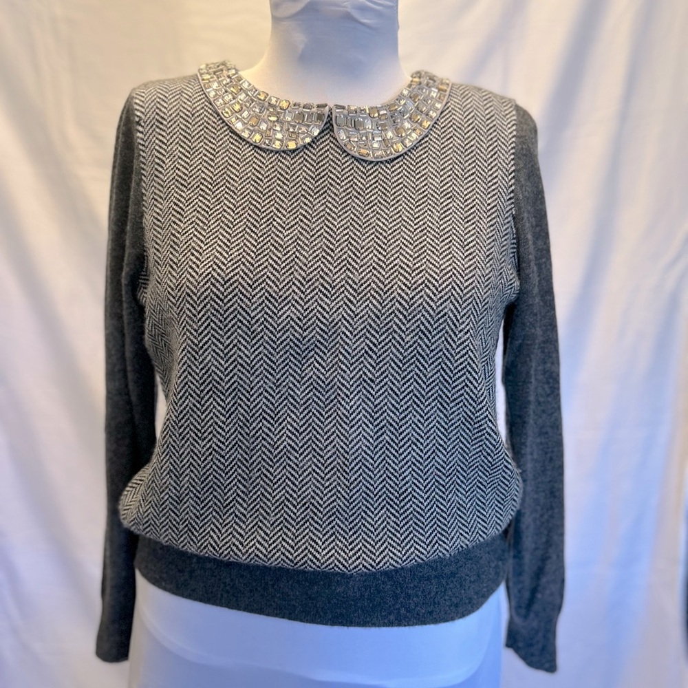 J.Crew Sweater with Jeweled Collar